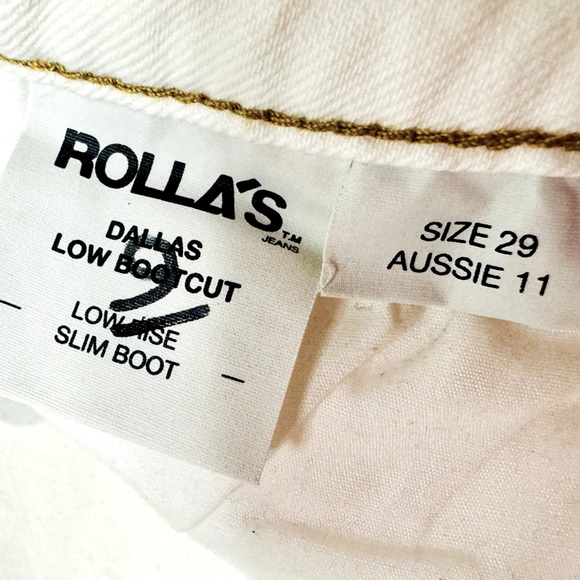 𝅺ROLLA'S Jeans Dallas Low Bootcut Lowrise Slim White SZ 29 NEW! - Picture 15 of 16